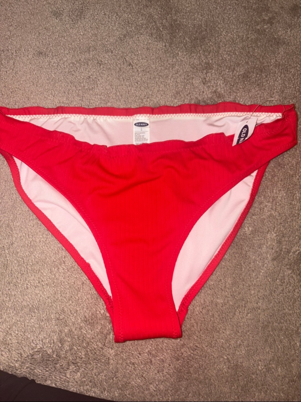 Vibrant Red Ribbed Bikini Bottoms